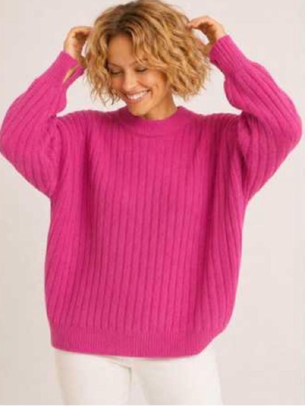 Aerie Buttercream Crew Sweater Pink Fall Oversized Sweater Size XL